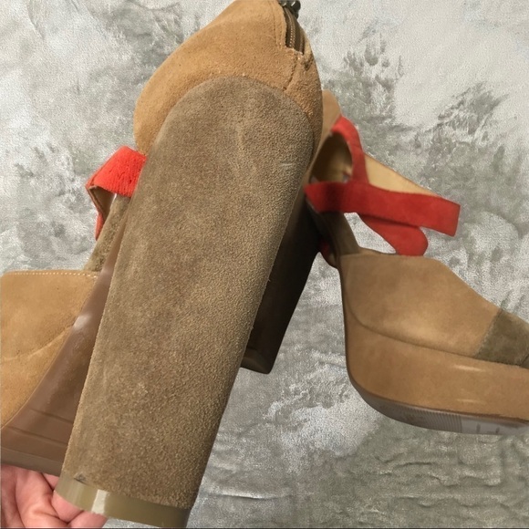 Zodiac USA Trixie Suede Leather Strappy Chunky Heels 70s Vibe Zip Back Sz 8 - Picture 10 of 13